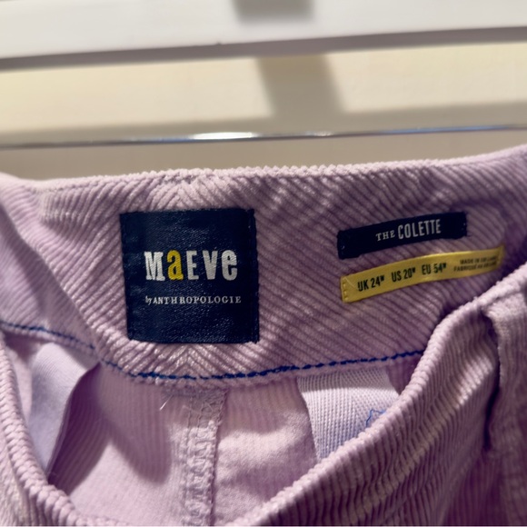 Anthropologie, Maeve: The Collette Lavender Cropped Corduroy Pants - Picture 3 of 5
